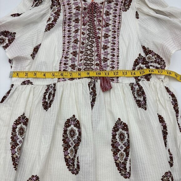 Knox Rose Women's Medium White Paisley Babydoll Top Lightweight Boho Flutter Sle - Picture 15 of 16